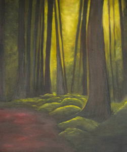 rachelle-hynes-fine-artist-oil-canvas-west-coast-art-prints-morning-glow-forest-squamish