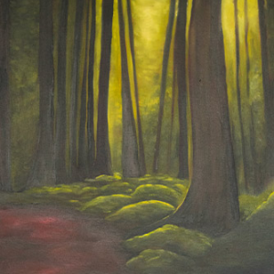 rachelle-hynes-fine-artist-oil-canvas-west-coast-art-prints-morning-glow-forest-squamish